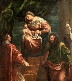 Jacopo Dal Ponte Bassano - Vergine in trono con Bambino tra San Rocco e Santo Vescovo (San Valentino?) ...