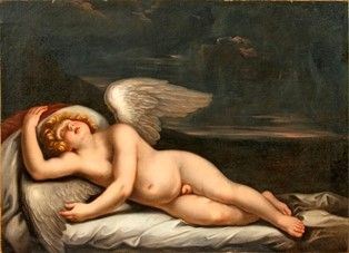 Cupido dormiente ...  - Auction Dipinti, Disegni e Sculture dal XIV al XIX secolo - Bertolami Fine Art - Casa d'Aste