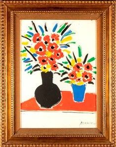 SANTE MONACHESI : Vaso di fiori...  - Asta Arte moderna e contemporanea. Dipinti, disegni, sculture e stampe d'autore del XIX e del XX secolo - Bertolami Fine Art - Casa d'Aste