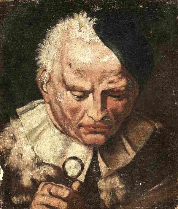 SEGUACE DI GIOVANNI BATTISTA PIAZZETTA : Ritratto d'uomo con monocolo...  - Asta Dipinti e Disegni dal XV al XIX secolo - Bertolami Fine Art - Casa d'Aste