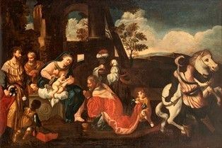 Artista veneto, seconda met&#224; XVI secolo - Adorazione dei Magi...