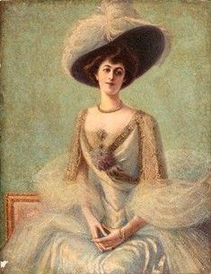 ARTISTA ANONIMO, PRIMI DECENNI DEL XX SECOLO - Ritratto di gentildonna con grande cappello...