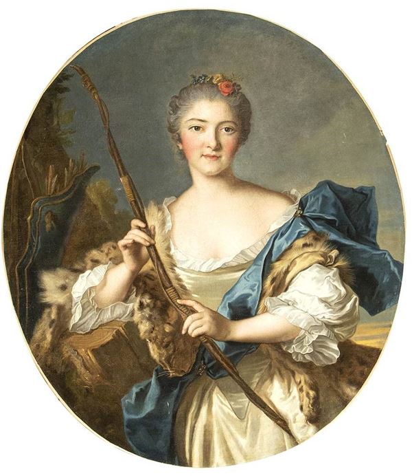 BOTTEGA DI JEAN-MARC NATTIER (Parigi, 1685 - 1766) - Ritratto di gentildonna nelle vesti di Diana...