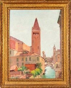 PRIMO POTENZA (Venezia, 1909 - 1983) - Veduta di Venezia, Rio San Barnaba ...