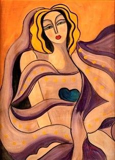 HUGO SCHEIBER (Budapest, 1873 - 1950) - Ritratto femminile con cuore ...