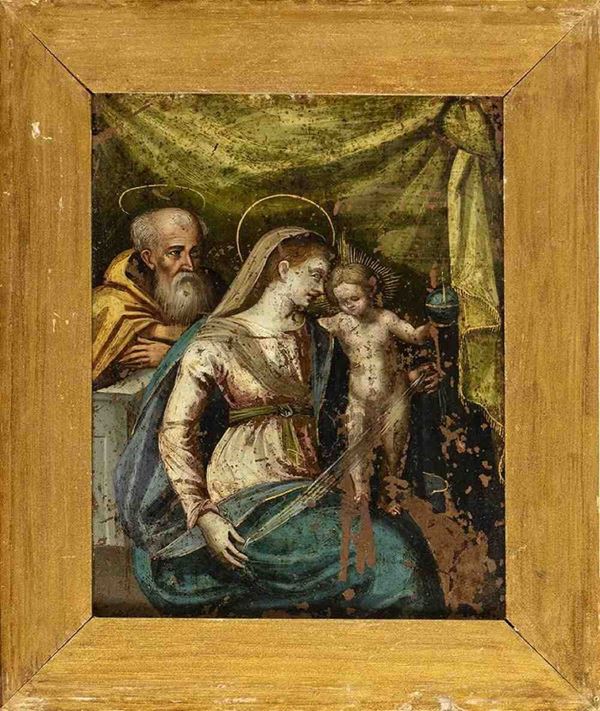 SCUOLA EMILIANA, MET&#192; DEL XVI SECOLO : Sacra Famiglia...  - Auction Dipinti, Disegni e Sculture dal XIV al XIX secolo - Bertolami Fine Art - Casa d'Aste