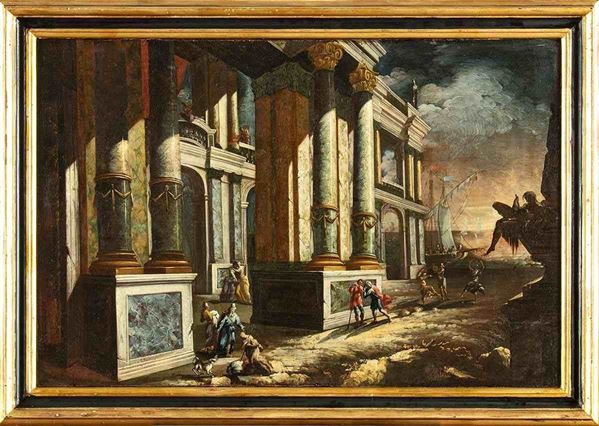 Capriccio con figure...  - Auction Dipinti, Disegni e Sculture dal XIV al XIX secolo - Bertolami Fine Art - Casa d'Aste