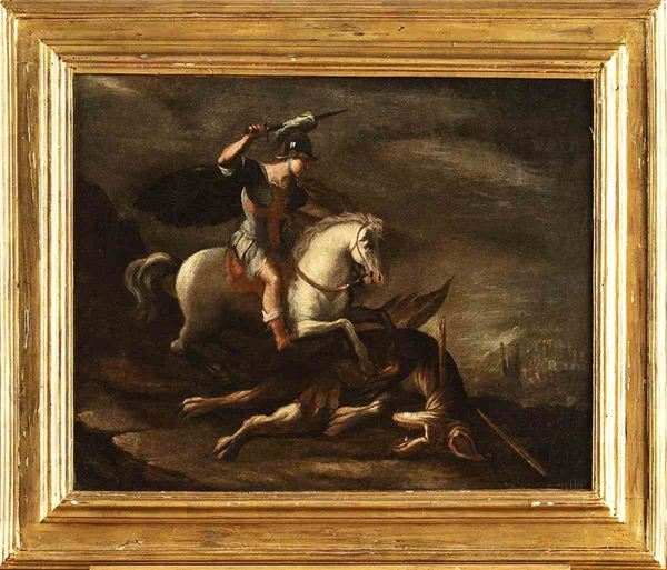 San Giorgio e il drago...  - Auction Dipinti, Disegni e Sculture dal XIV al XIX secolo - Bertolami Fine Art - Casa d'Aste