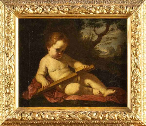 Gesù Bambino in contemplazione  il crocifisso...