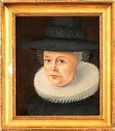 Ritratto di anziana gentildonna con cappello e gorgiera...  - Asta Dipinti, Disegni e Sculture dal XIV al XIX secolo - Bertolami Fine Art - Casa d'Aste