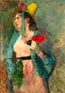 ALESSIO ISSUPOFF (Kirov, 1889 - Roma, 1957) - Ritratto di giovane donna...