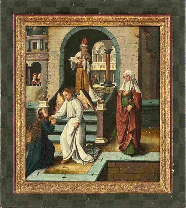 SCUOLA FIAMMINGA, SECONDA MET&#192; XVI SECOLO - Recto: Angelo con Maddalena -
Verso: Profeta Isaia...