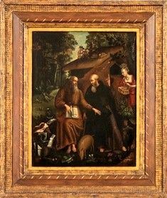 PIETER HUYS (Belgio, circa 1519 - 1581 ), ATTRIBUITO - Sant'Antonio Abate e San Paolo di Tebe...