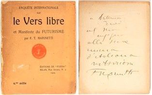 F.T.Marinetti (1876-1944), LE VERS LIBRE , con dedica autografa...  - Asta Fashion&Luxury, Memorabilia, Militaria, Medaglie e Ordini Cavallereschi - Bertolami Fine Art - Casa d'Aste