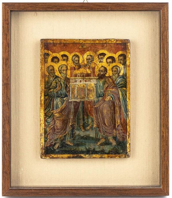 Icona Russa raffigurante i dodici apostoli - XVII Secolo...