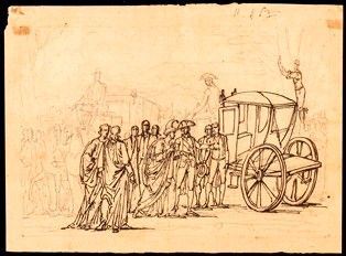 Artista italiano, XIX secolo - Incontro di dignitari...