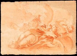 LUIS (LUDOVICO) DORIGNY (Parigi, 1654 - Verona 1742), ATTRIBUITO : Studio con angeli...  - Asta Dipinti, Disegni e Sculture dal XIV al XIX secolo - Bertolami Fine Art - Casa d'Aste