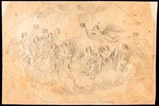 Recto: gloria di angeli - Verso: studio per quattro peducci con gli Evangelisti...  - Auction Dipinti, Disegni e Sculture dal XIV al XIX secolo - Bertolami Fine Art - Casa d'Aste