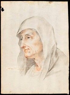 ARTISTA TOSCANO, PRIMO QUARTO DEL XVIII SECOLO - Ritratto di donna anziana (studio per una Sant'Anna?)...