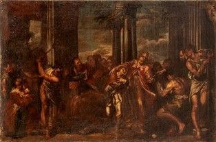 BOTTEGA DI PAOLO FARINATI (Verona, 1524 circa - 1606) - San Celso affidato a San Nazario dalla madre...