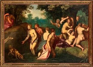 Cornelis van Haarlem : Diana e Atteone...  - Asta Dipinti, Disegni e Sculture dal XIV al XIX secolo - Bertolami Fine Art - Casa d'Aste