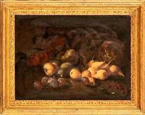 Marco Antonio Rizzi - Natura morta con pere, mele, ciliegie, susine e una zucca...