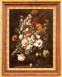 KAREL VON VOGELAER DETTO CARLO DE' FIORI (Maastricht, 1653 - Roma, 1695) - Bouquet di fiori in un vaso metallico...
