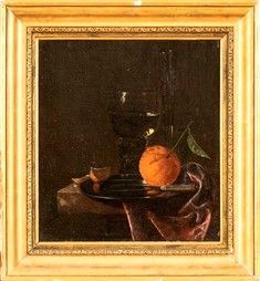 JURIAEN VAN STREECK (Amsterdam, 1632 - 1687) - Natura morta con cristalli limone e mandarino...
