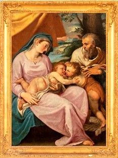 Sacra Famiglia...  - Asta Dipinti, Disegni e Sculture dal XIV al XIX secolo - Bertolami Fine Art - Casa d'Aste