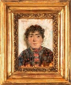 EDUARDO DALBONO (Napoli, 1841 - 1915) : Ritratto di donna...  - Asta Arte moderna e contemporanea. Dipinti, disegni, sculture e stampe d'autore del XIX e del XX secolo - Bertolami Fine Art - Casa d'Aste