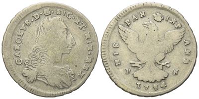 Palermo. Regno di Sicilia. Carlo di Borbone (1734-1759). 4 Tari 1754. Ag (8,55 G; 30,2 MM)