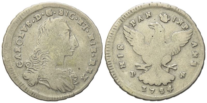 Palermo. Regno di Sicilia. Carlo di Borbone (1734-1759). 4 Tari 1754. Ag (8,55 G; 30,2 MM)