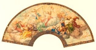 Scuola napoletana, XVIII secolo - Ventaglio con scena mitologica...