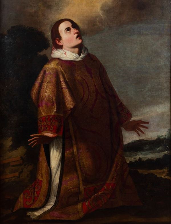 GIOVAN FRANCESCO DE ROSA DETTO PACECCO DE ROSA (Napoli, 1607 - 1656)
 - Santo Stefano Martire  

Il dipinto è accompagnato da un'expertise del professo...