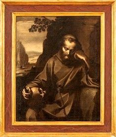 Artista fiammingo attivo in Italia, fine XVI - inizio XVII secolo - San Francesco in meditazione...