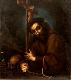 BOTTEGA DI BERNARDO STROZZI (Campo Ligure, 1581 - Venezia, 1644) - San Francesco abbracciato al crocifisso...