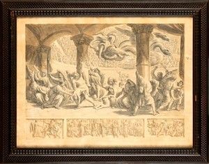 Luigi Ademollo - Riquadro principale: Medea rappresentata in un anfiteatro; riquadri a margine i...