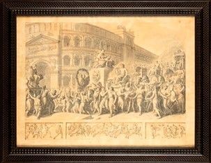 Luigi Ademollo : Riquadro principale: Imperatore in corteo va al Circo; riquadri a margine infer...  - Auction Dipinti, Disegni e Sculture dal XIV al XIX secolo - Bertolami Fine Art - Casa d'Aste