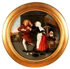 CERCHIA DI PIETER BRUEGHEL IL GIOVANE (Brussels, 1564 - Anversa, 1638) - Il ladro di uova...
