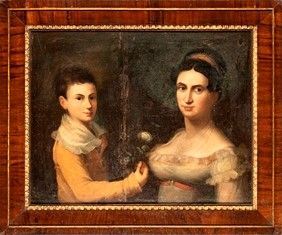 Artista neoclassico, primi decenni del XIX secolo : Ritratto di madre con figlio...  - Auction Dipinti, Disegni e Sculture dal XIV al XIX secolo - Bertolami Fine Art - Casa d'Aste