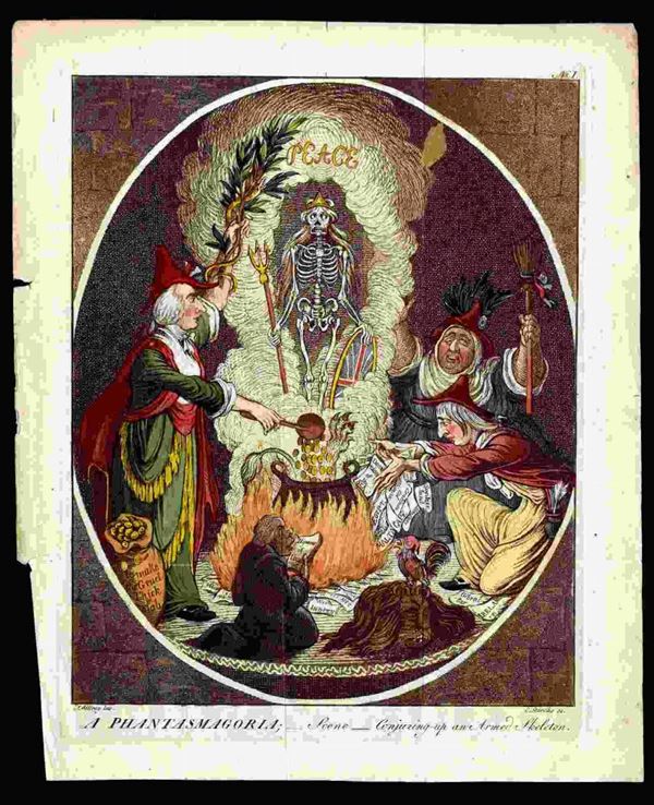 A Phantasmagoria; -scene- Conjuring-up an Armed Skeleton...  - Auction Stampe antiche, moderne e carte geografiche - Bertolami Fine Art - Casa d'Aste