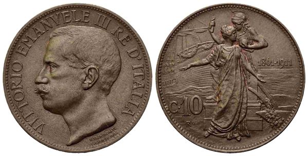 REGNO D'ITALIA. Vittorio Emanuele III (1900-1943). 10 centesimi 1911 "Cinquante...  - Asta Monete e medaglie moderne Italiane ed Estere - Bertolami Fine Art - Casa d'Aste