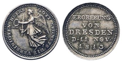 Germania. Medaglia 6a Coalizione Antifrancese (1812 - 1814). Presa di Dresda 1813. Ag (15,3 MM – ...