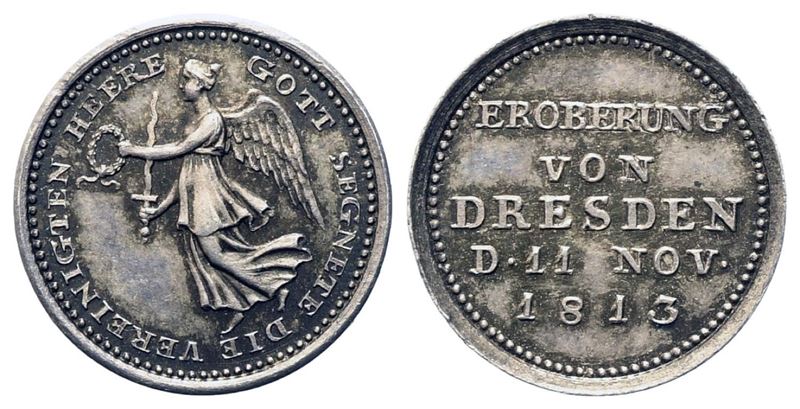 Germania. Medaglia 6a Coalizione Antifrancese (1812 - 1814). Presa di Dresda 1813. Ag (15,3 MM – ...