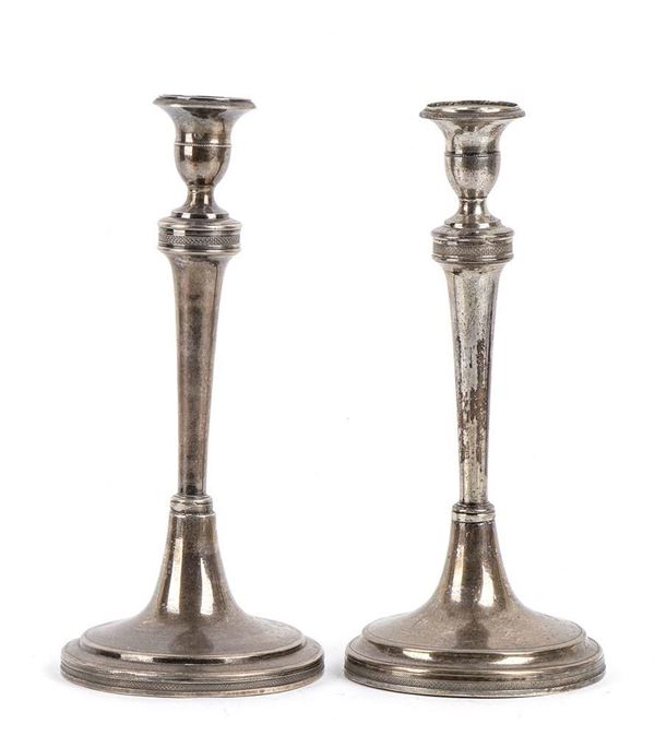 Raffaele Maresca - A pair of Italian silver candlesticks