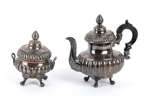 Gennaro Pane - Italian silver teapot and sugar bowl 