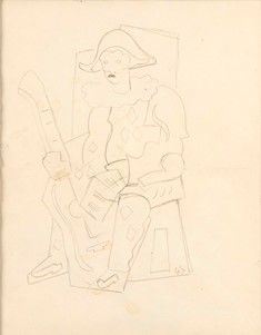GINO SEVERINI (Cortona, 1883 - Parigi, 1966) - Arlecchino seduto...