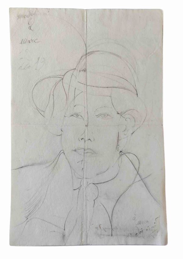 AMEDEO MODIGLIANI (Livorno, 1884 - Ospedale de la Charit&#233;, 1920) : Ritratto di Marc Taloff, 1919...  - Asta ARTE MODERNA E CONTEMPORANEA - DIPINTI, DISEGNI, SCULTURE, STAMPE D'AUTORE DAL XIX SECOLO ALL'EPOCA CONTEMPORANEA - Bertolami Fine Art - Casa d'Aste