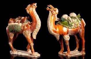 DUE CAMMELLI BATTRIANI IN CERAMICA CON INVETRIATURA SANCAI
Cina, stile della di...
