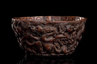 A CARVED 'DRAGON' BOWL 